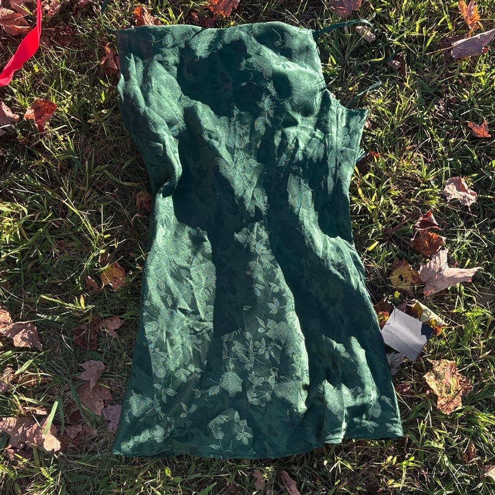 Lulu's Green Floral Mini silk  Dress